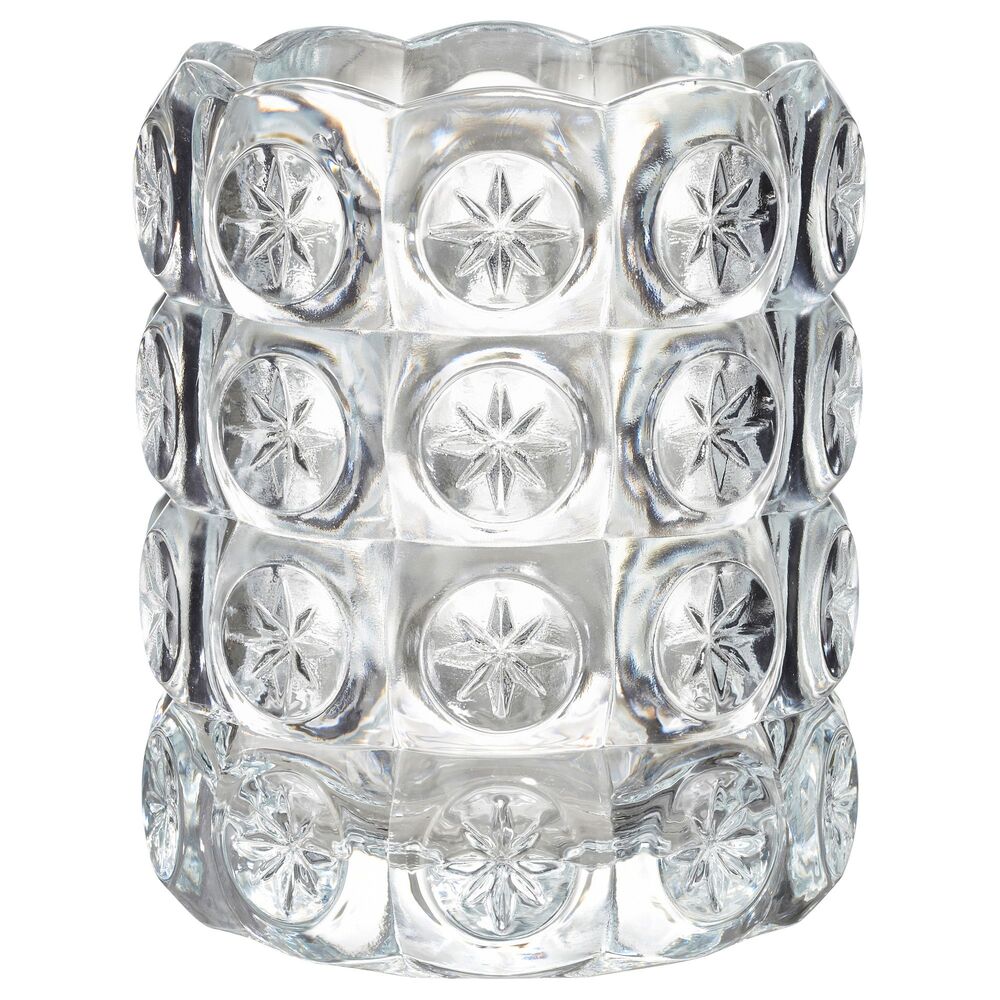 Theelicht Votive | geribbeld glas met sterren