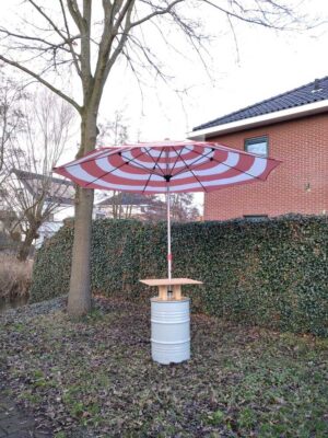 OlieTonTonSol | Statafel met Parasol Rood | Set van 2