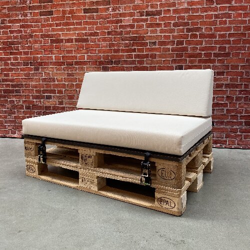 Pallet Loungeset met zit-en achterkussen | Ecru