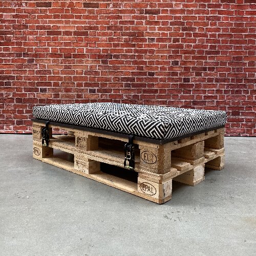 Pallet Loungeset met zitkussen | Zwart/Wit