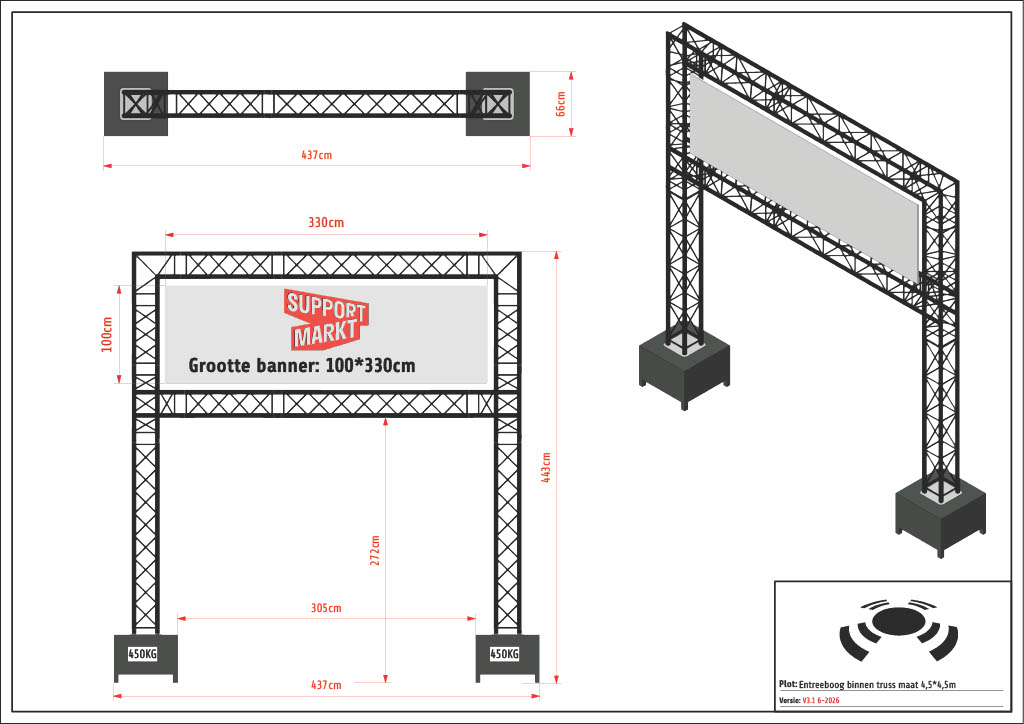9-Entreeboog binnen truss maat 6,5x4,5m