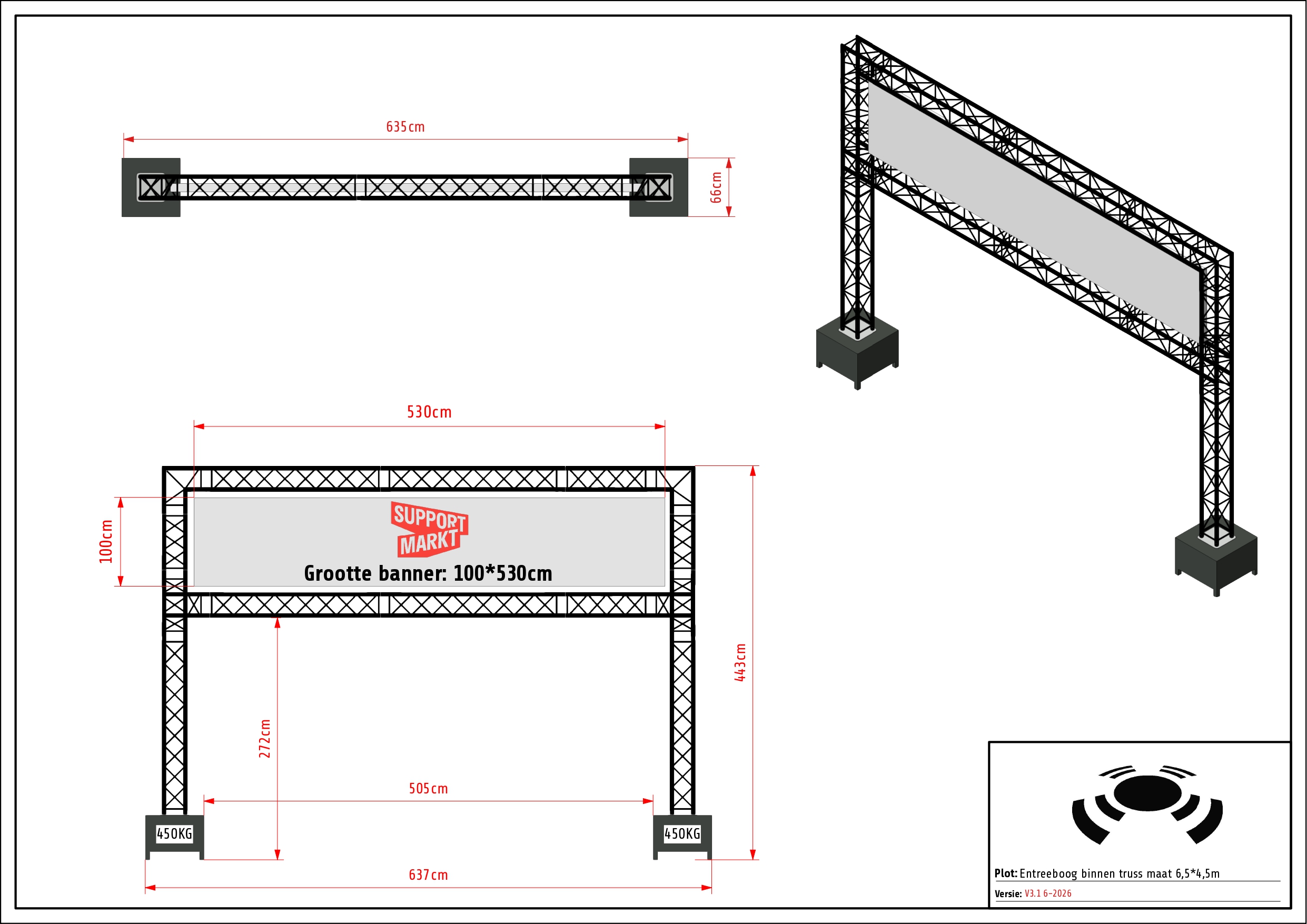 9-Entreeboog binnen truss maat 6,5x4,5m
